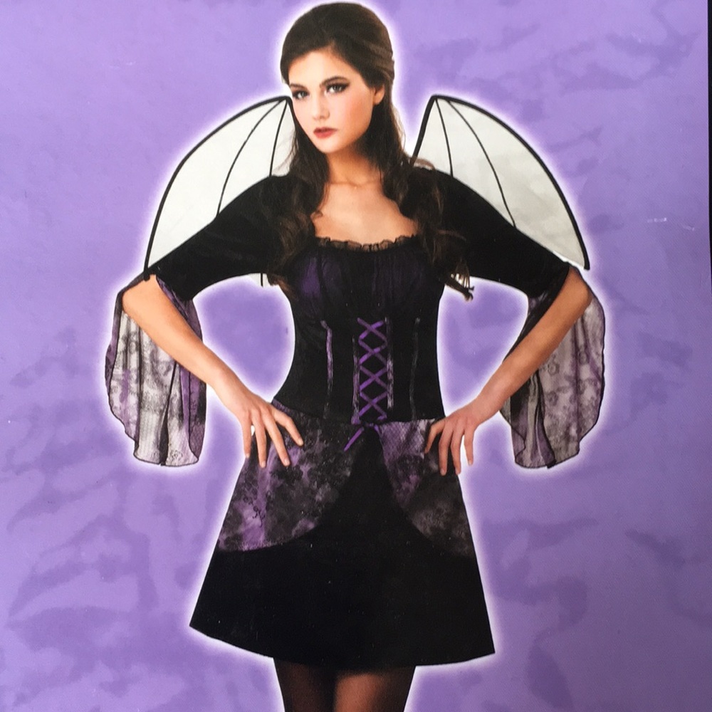 TOTALLY GHOUL WICKED BAT DRESS/WINGS WOMENS MEDIUM